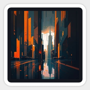 Future Cyber Cityscape Sticker